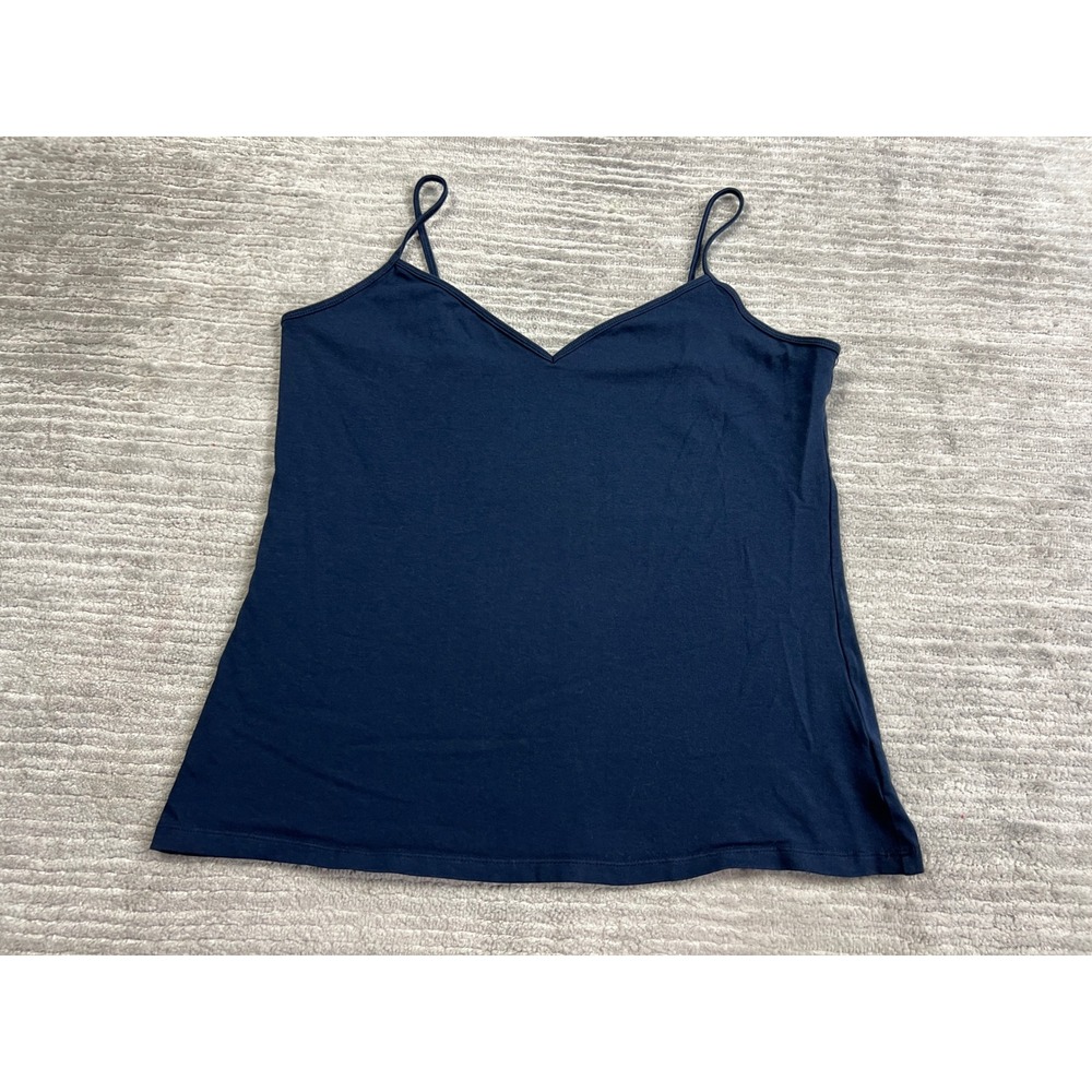 Old Navy Cami Women XL Navy Blue Fitted V-Neck Spaghetti Strap Basic Stretch